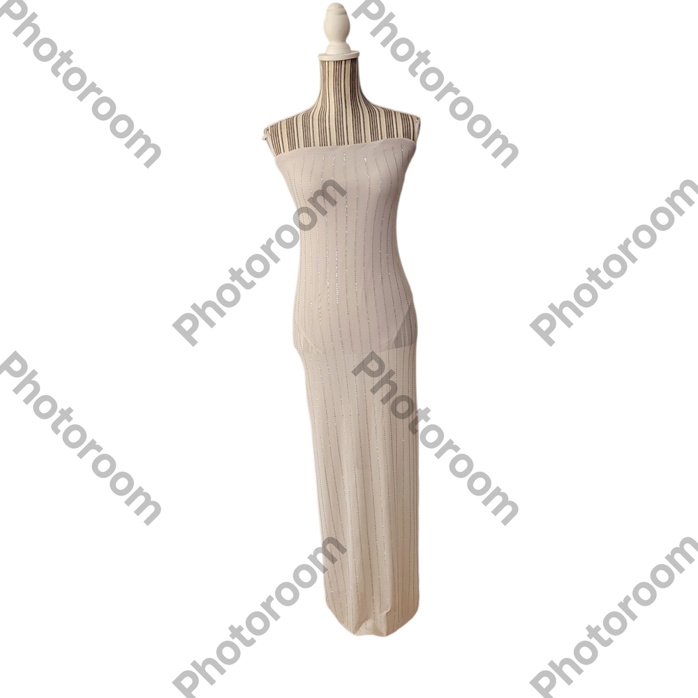 Justify Woman Strapless Tube Semi Sheer Maxi Coctail Dress Size M